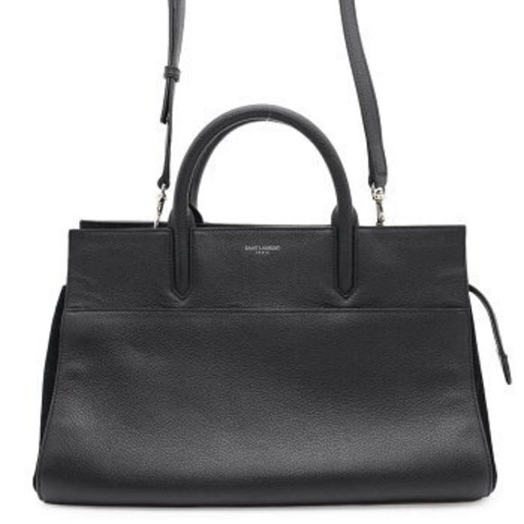Saint Laurent Paris Cavallibe Gauche Leather Suede Handbag Black - Picture 1 of 8